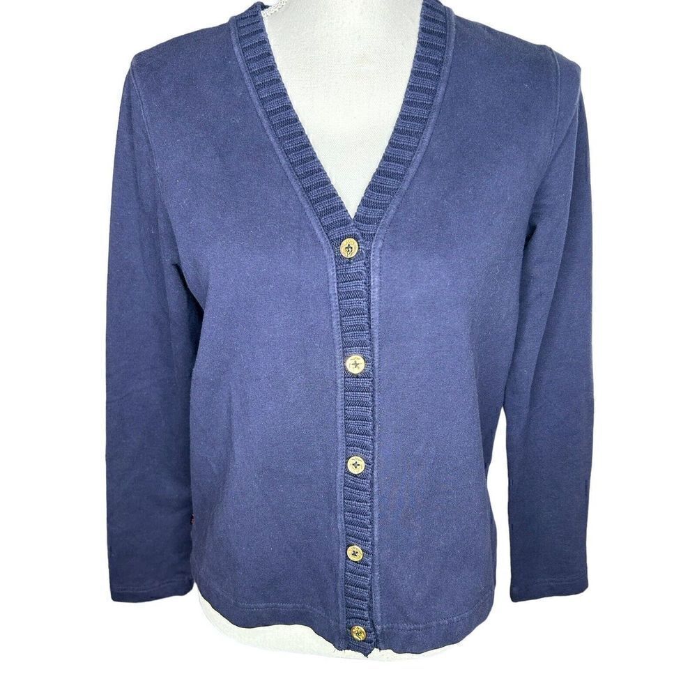 Lauren Ralph Lauren Navy Blue V- neck Button front cardigan Sz small